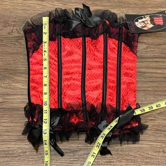 NWT Seven ‘Til Midnight Corset With Boning Red With Black Lace Detail Size Small - Picture 5 of 12